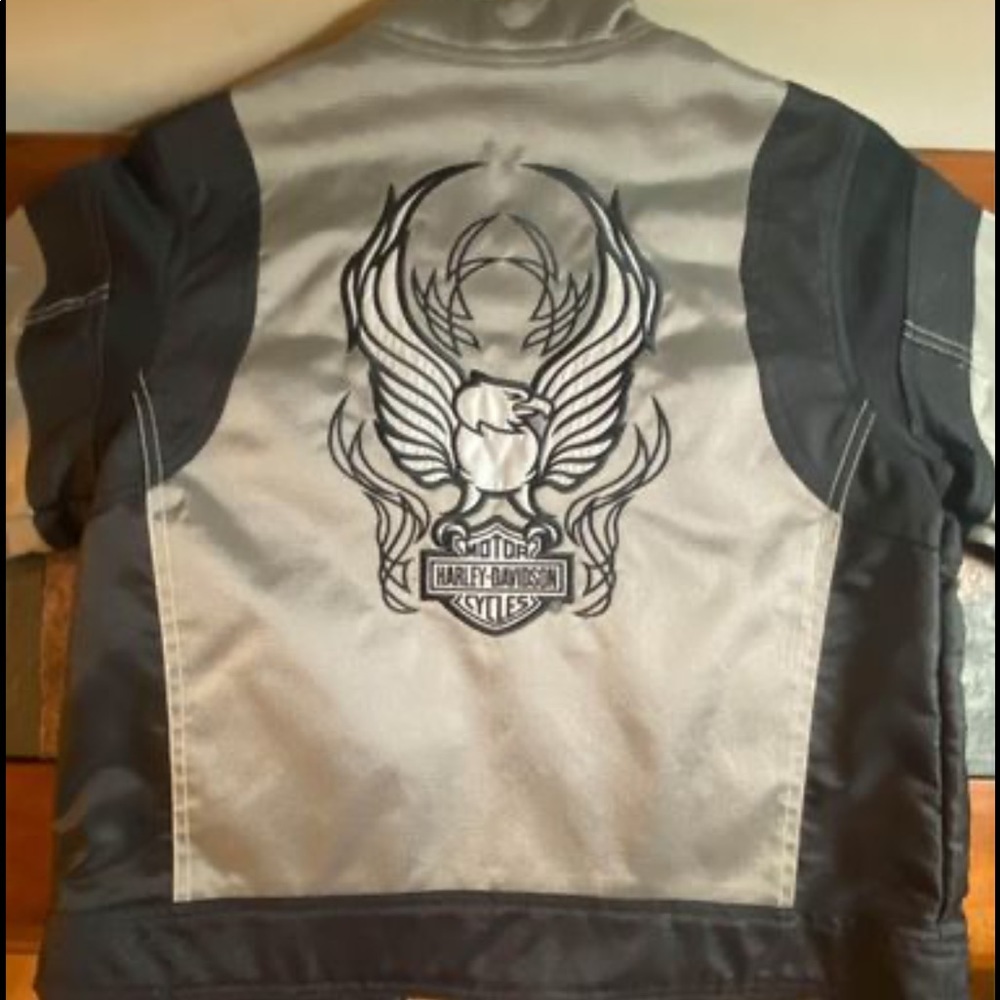 Women’s nylon motorcycle jacket.